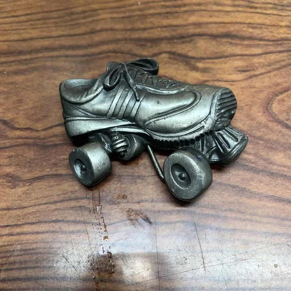 Vintage Roller Skate Belt Buckle 1979 Indian Metal Craft